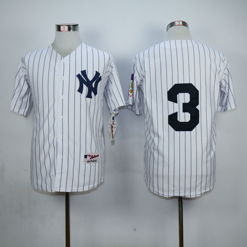 Men New York Yankees #3 No name White MLB Jerseys->new york yankees->MLB Jersey